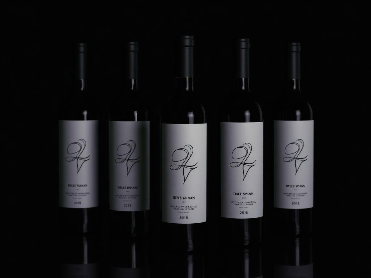 Rótulos premium aplicados em garrafas de vinho